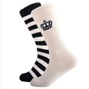 Juicy by Juicy Couture 2 Pair Boot Socks Womens 9-11 Ivory Black